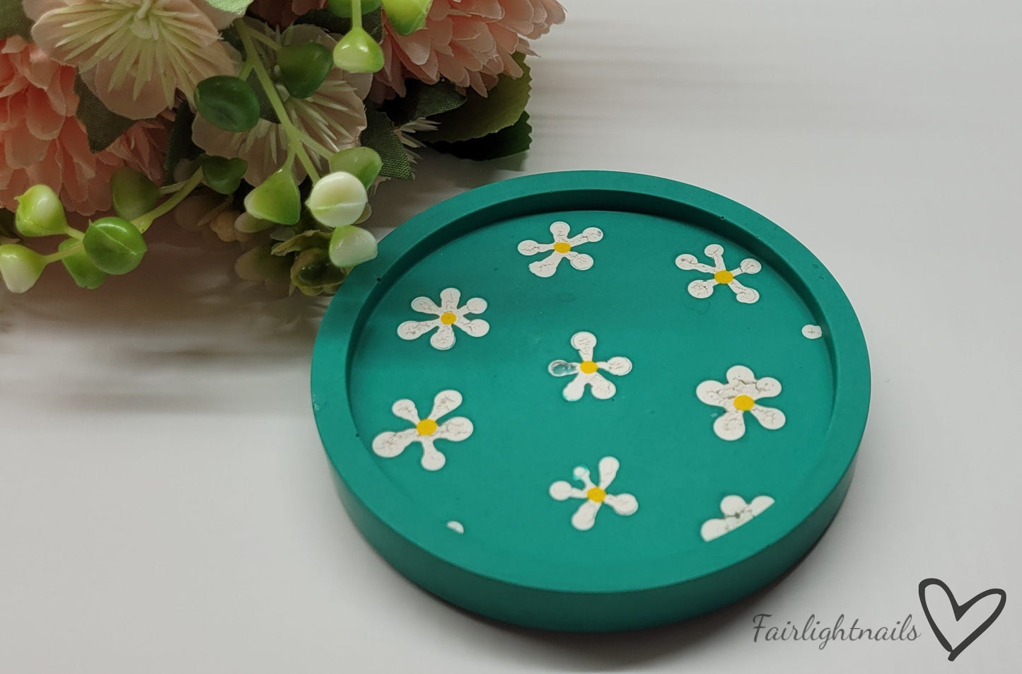 Coaster Green Flower 001 Fairlightnails