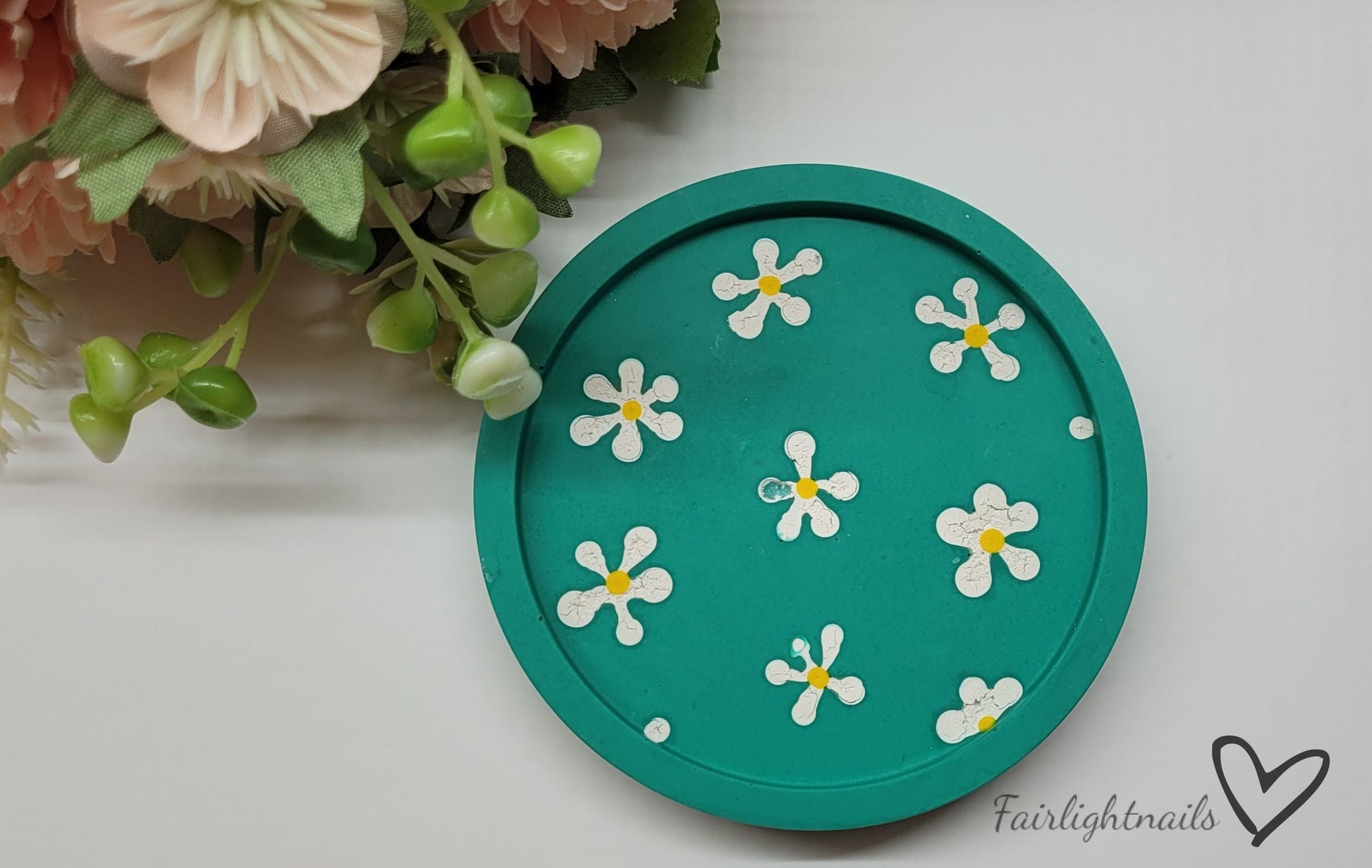 Coaster Green Flower 001 Fairlightnails